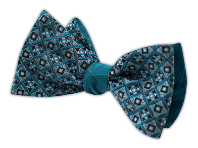 Bijou Argyle - Teal (Reversible Bow Tie) 